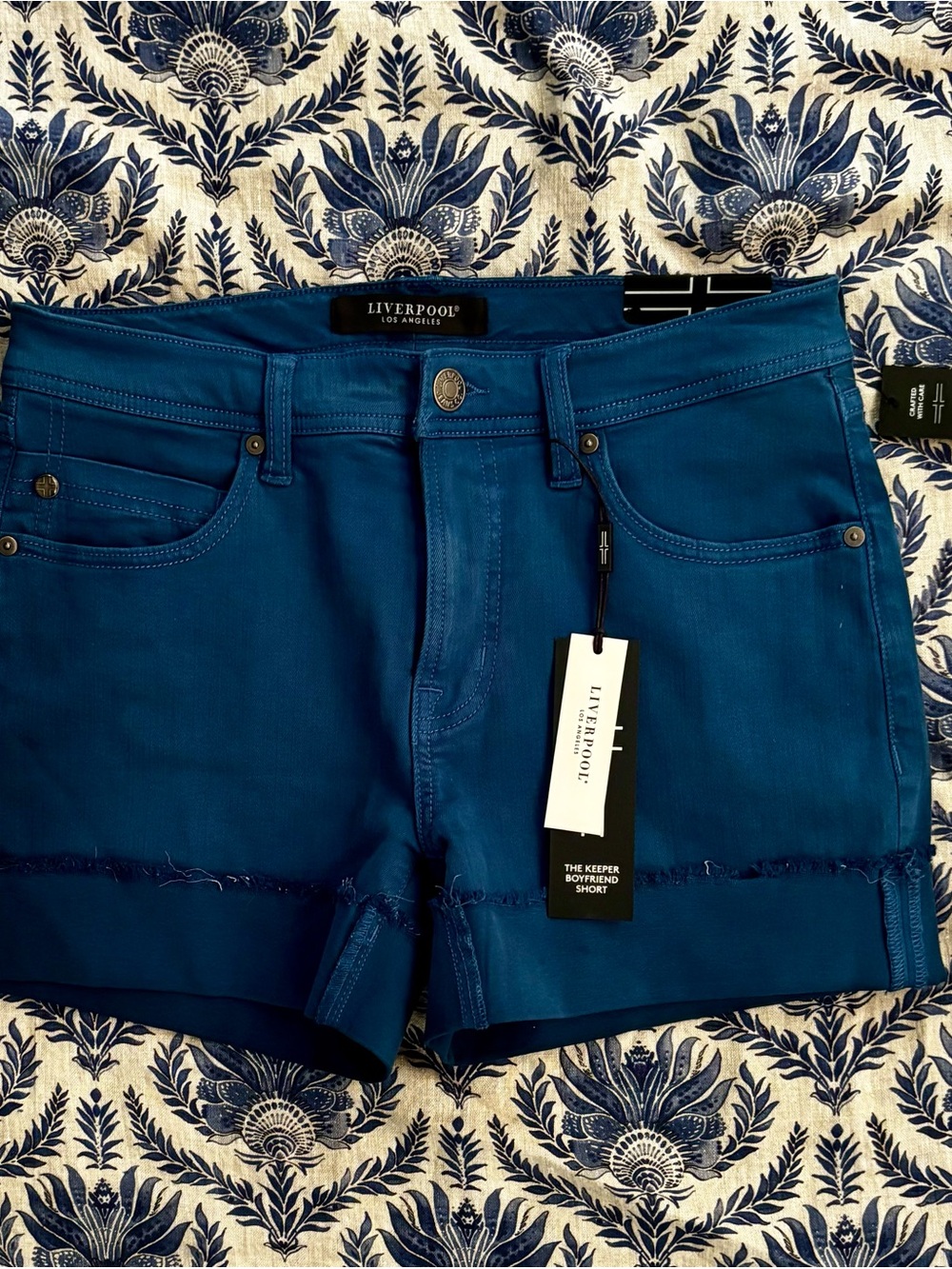 Liverpool Teal Blue Keeper Boyfriend Jean Shorts Size 4